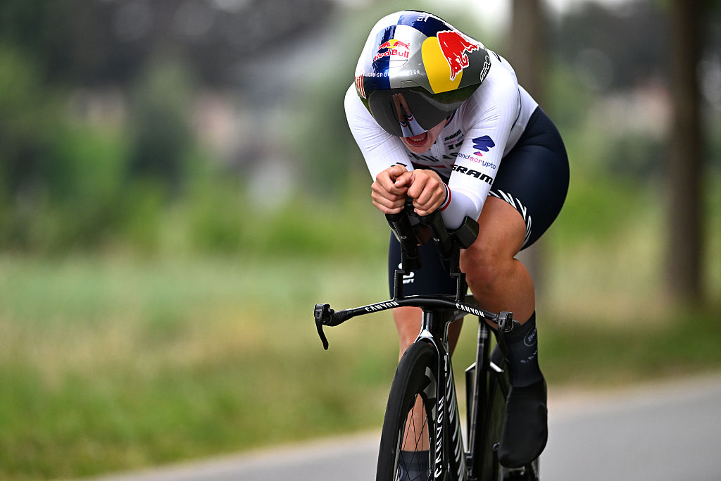 MALDEGEM, BELGIUM - JULY 19: Zoe Backstedt of Great Britain and Team CANYON//SRAM zondacrypto competes during the 11th Baloise Ladies Tour 2025, Stage 3b a 10.4km individual time trial stage from Maldegem to Maldegem on July 19, 2025 in Maldegem, Belgium. (Photo by Luc Claessen/Getty Images)