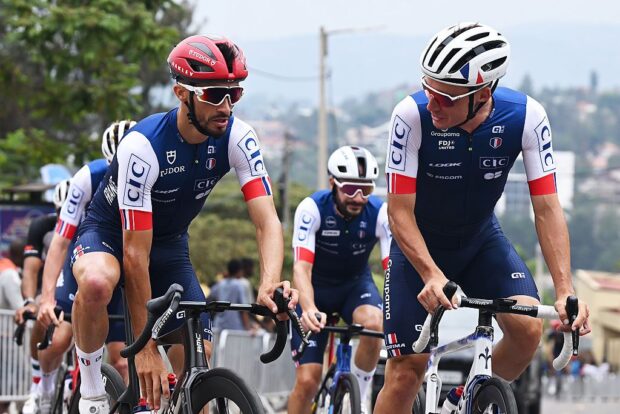 Road World Championships: Julian Alaphilippe (L) in training for the elite men's race