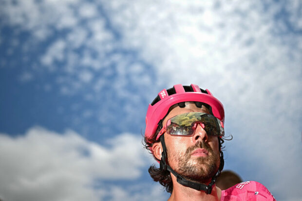 EF Education - EasyPost team's Irish rider Ben Healy awaits the start of the 15th stage of the 112th edition of the Tour de France cycling race, 169.3 km between Muret and Carcassonne, southwestern France, on July 20, 2025. (Photo by Loic VENANCE / AFP)