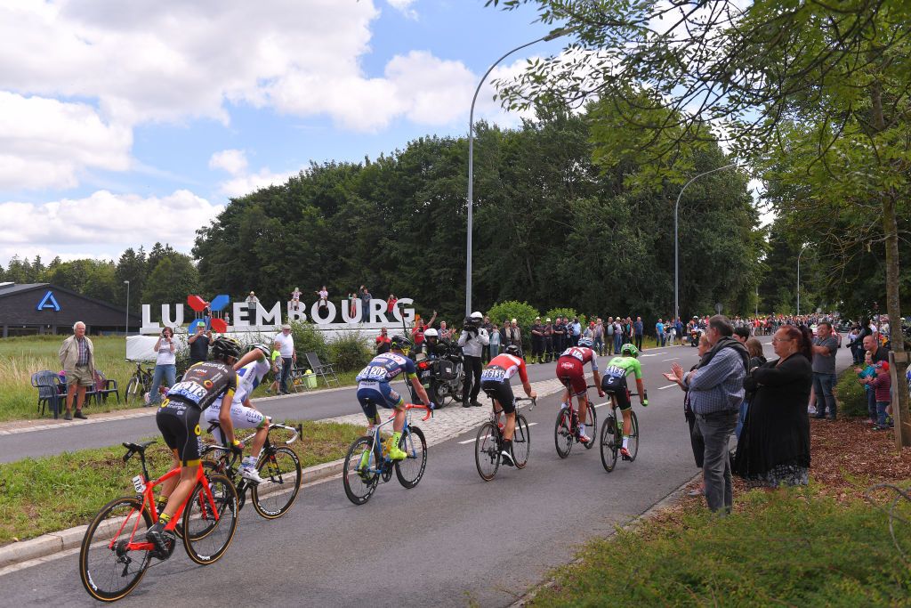 Cycling: 104th Tour de France 2017 / Stage 3 Adam HANSEN (AUS)/ Nils POLITT (GER)/ Romain HARDY (FRA)/ Frederik BACKAERT (BEL)/ Nathan BROWN (USA)/ Romain SICARD (FRA)/ Luxembourg/ Fans / Public / Verviers - Longwy-Cote des Religieuses 379m (212,5km)/ TDF/ © Tim De Waele