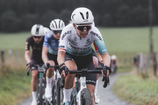 Nicole Frain on her way to victory at Houffa Gravel 2025