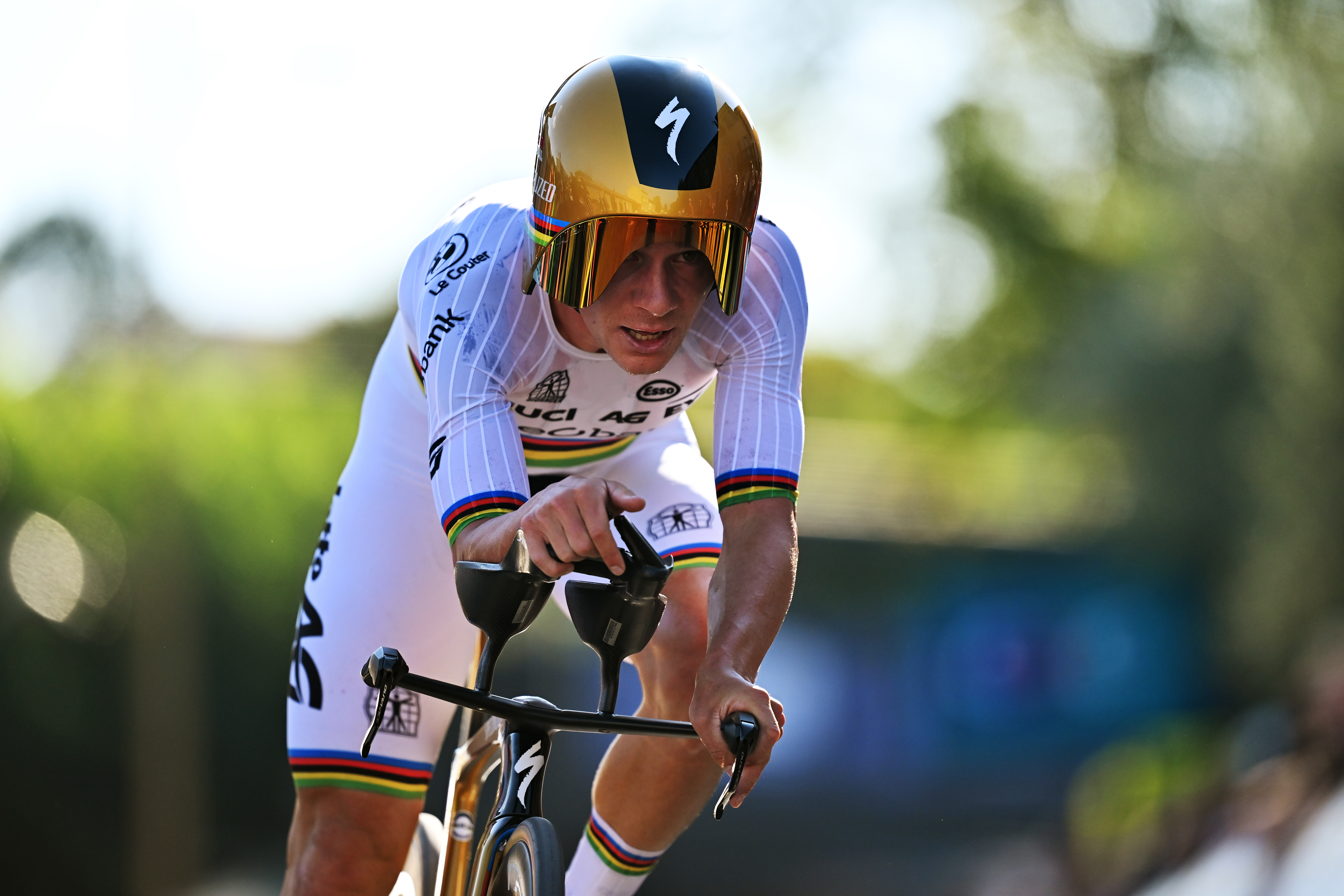ETOILE-SUR-RHONE, FRANCIA - 1 DE OCTUBRE: Remco Evenepoel y el equipo de Bélgica compiten durante el 31º Campeonato Europeo de Ciclismo en Ruta UEC 2025 - Contrarreloj individual de élite masculino, una carrera de 24 km desde Loriol-sur-Rhone a Etoile-sur-Rhone el 1 de octubre de 2025 en Etoile-sur-Rhone, Francia. (Foto de Billy Ceusters/Getty Images)
