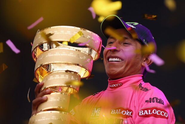 2014 Giro d'Italia: Nairo Quintana celebrates the win