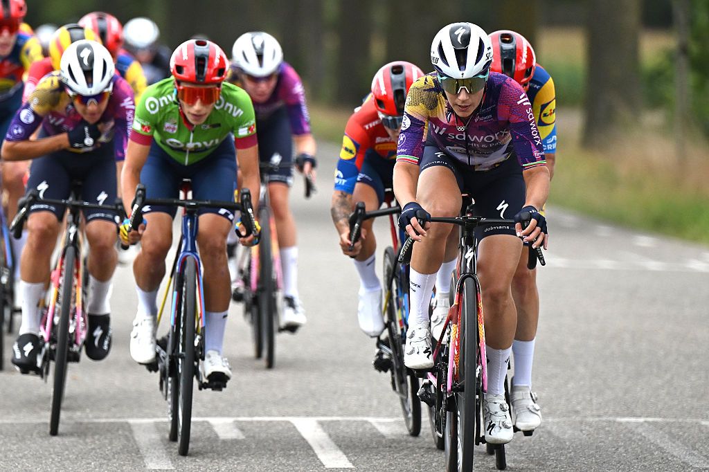 GENNEP, NETHERLANDS - SEPTEMBER 03: Elena Cecchini of Italy and Team SD Worx - Protime competes during the 27th Simac Ladies Tour 2025, Stage 2 a 124.5km stage from Gennep to Gennep / #UCIWWT / on September 03, 2025 in Gennep, Netherlands. (Photo by Luc Claessen/Getty Images)