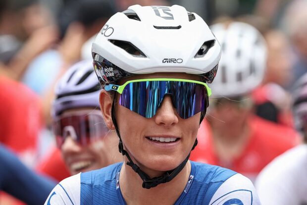 French rider Pauline Ferrand-Prévôt reacts ahead of the women's Elite road race cycling event during the UCI 2025 Road World Championships, in Kigali, on September 27, 2025. (Photo by Anne-Christine POUJOULAT / AFP)