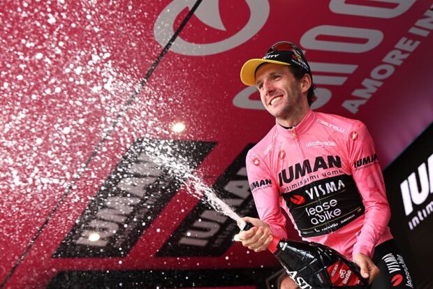 SESTRIERE - VIALATTEA, ITALY - MAY 31: Final overall winner, Simon Yates of Great Britain and Team Visma