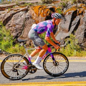 Luke Plapp (Jayco-AlUla) flying up Mt Buffalo on stage 3 of the Tour of Bright 2025