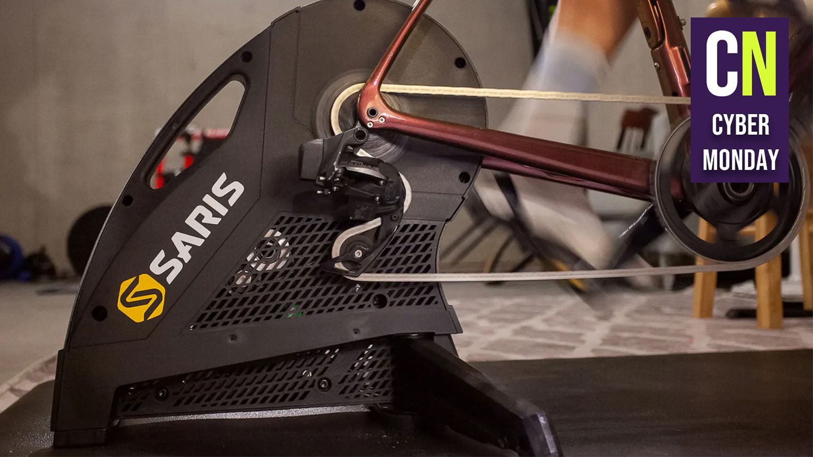 The Saris H3 Plus with Cyclingnews Cyber Monday logo