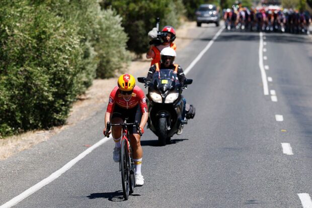WILLUNGA, AUSTRALIA - JANUARY 17: Alessia Vigilia of Italy and Team Uno-X Mobility attacks during the 10th Santos Women's Tour Down Under 2026, Stage 1 a 137.4km stage from Willunga to Willunga 134m / #UCIWWT / on January 17, 2026 in Willunga, Australia. (Photo by Con Chronis/Getty Images)