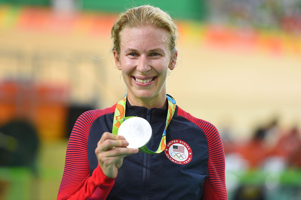 Cycling: 31st Rio 2016 Olympics / Track Cycling: Women's Omnium Points Race 66Podium / Sarah HAMMER (USA) Silver Medal Celebration / Rio Olympic Velodrome / Summer Olympic Games / © Tim De Waele