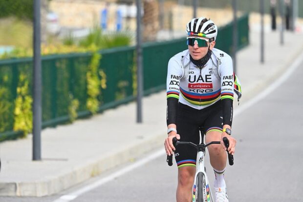 Tadej Pogačar during a December training ride