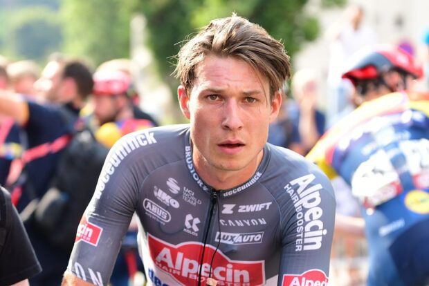 Jasper Philipsen of the Alpecin Deceuninck team participates in stage 4 between Susa and Voiron of the La Vuelta cycling race in Voiron, France, on August 26, 2025. (Photo by Romain Doucelin/NurPhoto via Getty Images)