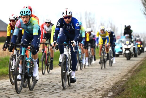 NINOVE, BELGIUM - MARCH 01: Clement Russo of France and Team Groupama-FDJ competes during the 80th Omloop Het Nieuwsblad 2025 - Men&amp;apos;s Elite a 197km one day race from Ghent to Ninove / #UCIWWT / on March 01, 2025 in Ninove, Belgium. (Photo by Luc Claessen/Getty Images)