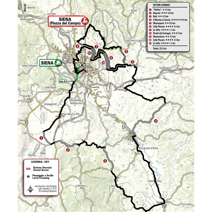 Strade Bianche Mujer 2026 Mapa