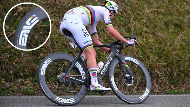 Pogacar riding Enve 6.7 wheels