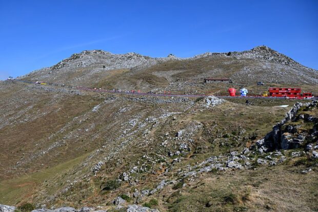 L'ANGLIRU, SPAIN - SEPTEMBER 05: A general view of the L'Angliru final hill during the La Vuelta - 80th Tour of Spain 2025, Stage 13 a 203.7km stage from Cabezon de la Sal to L'Angliru 1556m / #UCIWT / on September 05, 2025 in L'Angliru, Spain. (Photo by Tim de Waele/Getty Images)