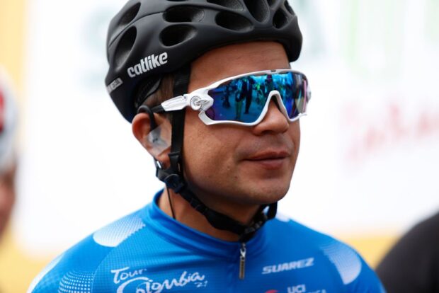 EL ONCE - ALTO VERJÓN, COLOMBIA - FEBRUARY 16: Start / Fabio Andres Duarte Arevalo of Colombia and Team Medellin Blue Mountain Jersey / during the 3rd Tour of Colombia 2020, Stage 6 a 182,6km stage from Zipaquirá to El Once - Alto Verjón 3290m / @TourColombiaUCI / #TourColombia2020 / on February 16, 2020 in El Once - Alto Verjón, Colombia. (Photo by Maximiliano Blanco/Getty Images)