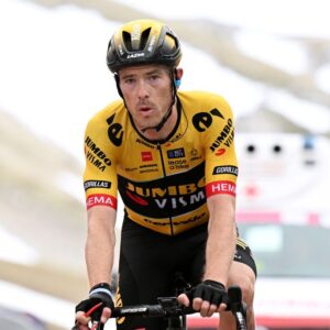 Rohan Dennis exhales after finishing stage 7 of the 2023 Giro d'Italia