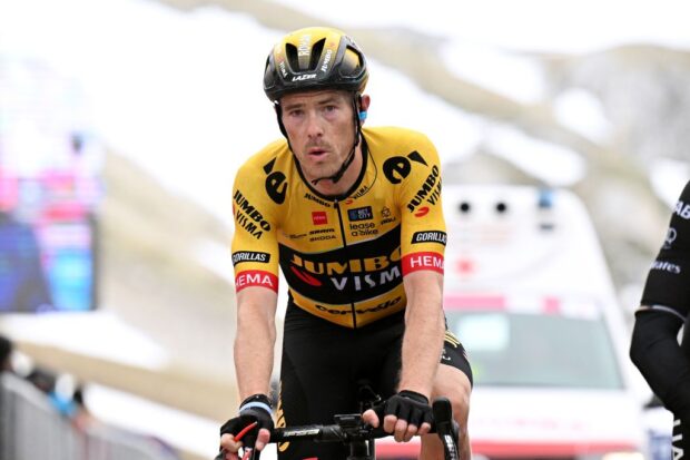Rohan Dennis exhales after finishing stage 7 of the 2023 Giro d'Italia
