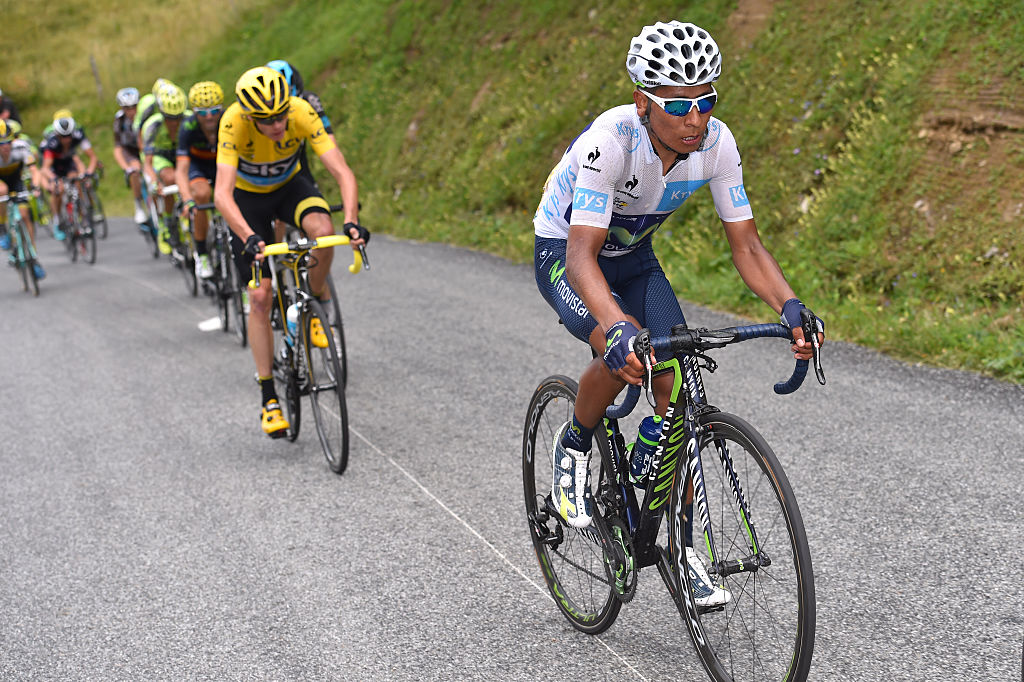 Ciclismo: 102º Tour de Francia / Etapa 19QUINTANA Nairo (Col) Maillot joven blanco/ FROOME Christopher (Gbr) Jersey líder amarillo/St-Jean-de-Maurienne - La Toussuire - Les Sybelles (138 Km)/Ronde van Frankrijk TDF / Etape Rit /&copy;Tim De Waele
