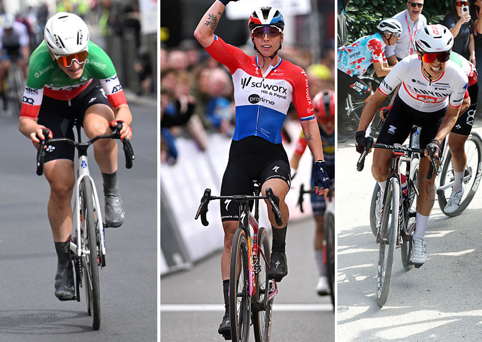 Imagen compuesta de Elisa Longo Borghini, Lorena Wiebes y Kasia Niewiadoma