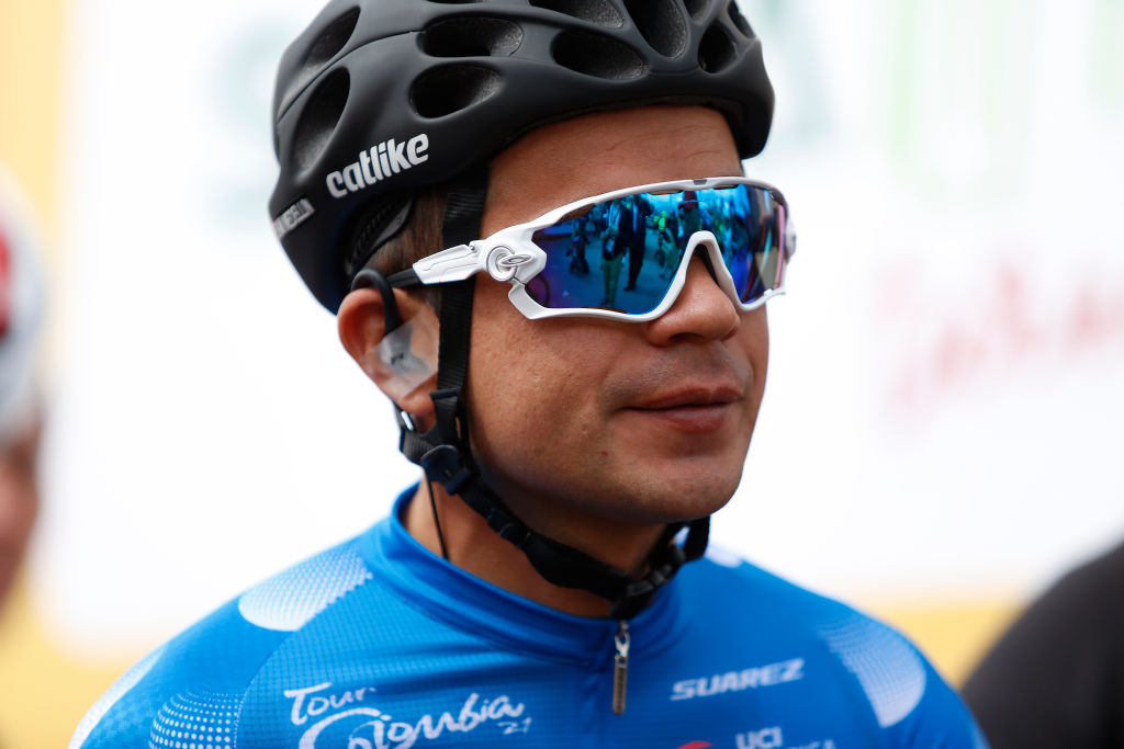 EL ONCE - ALTO VERJÓN, COLOMBIA - 16 DE FEBRERO: Salida / Fabio Andres Duarte Arevalo de Colombia y Team Medellin Blue Mountain Jersey / durante la 3ra Vuelta a Colombia 2020, Etapa 6 una etapa de 182,6km desde Zipaquirá a El Once - Alto Verjón 3290m / @TourColombiaUCI / #TourColombia2020 / el 16 de febrero, 2020 en El Once - Alto Verjón, Colombia. (Foto de Maximiliano Blanco/Getty Images)