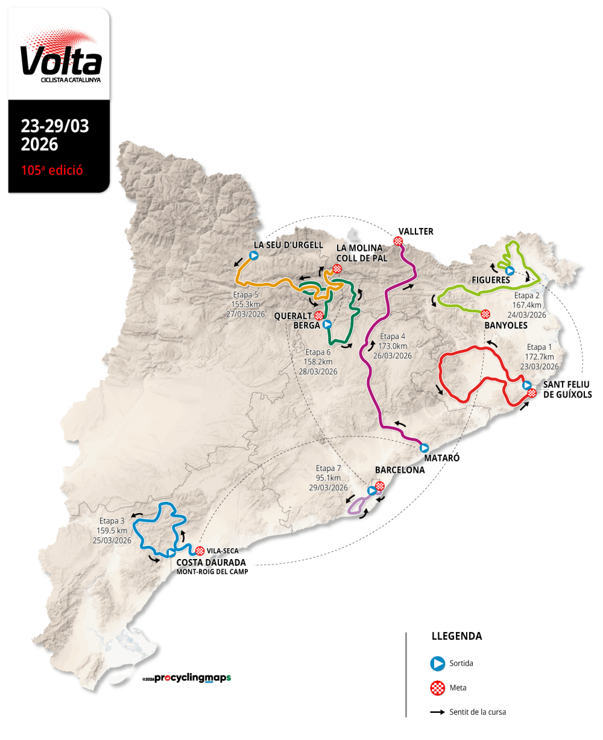 Mapa de la Volta a Catalunya 2026