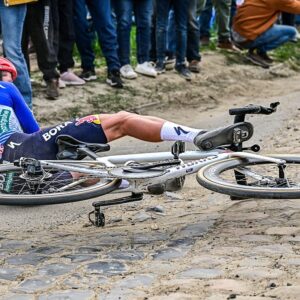 New Zealander Laurence Pithie of Red Bull-BORA-hansgrohe pictured during the men's Paris-Roubaix cycling race.