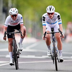 Kasia Niewiadoma-Phinney (CANYON-SRAM-zondacrypto) and Demi Vollering (FDJ United - SUEZ) during the 12th Amstel Gold Race Ladies Edition 2026. (Photo by Luc Claessen/Getty Images)