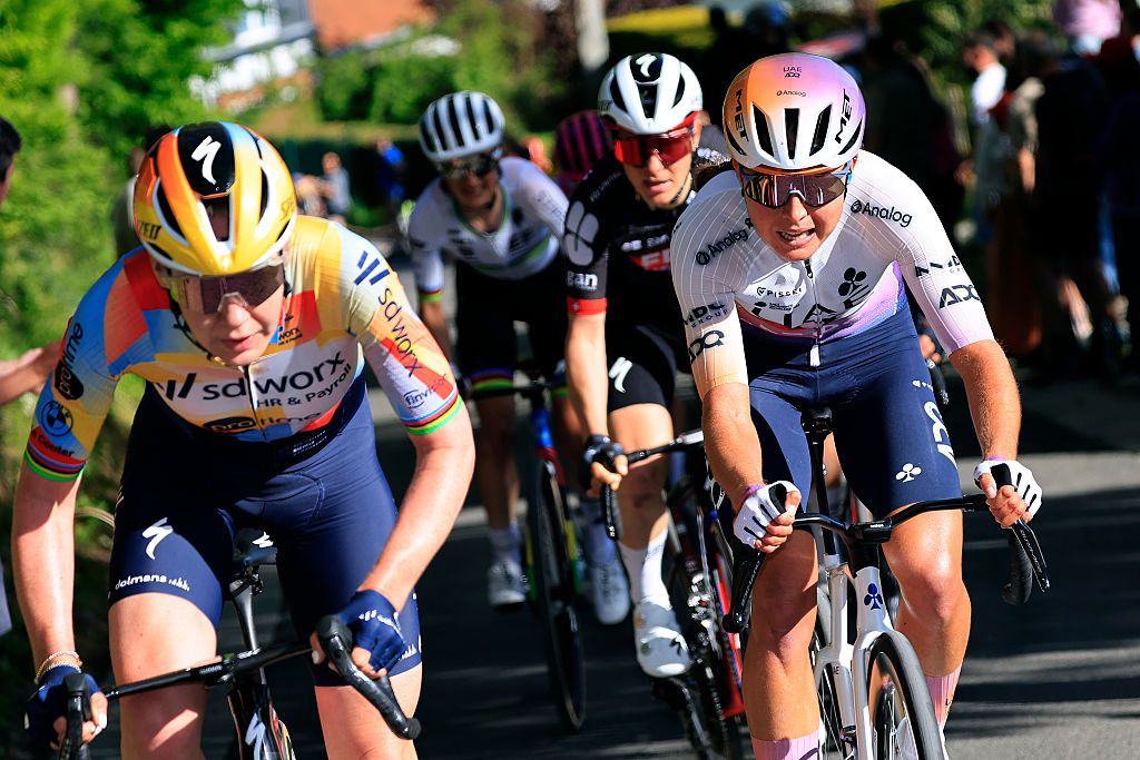 Anna van der Breggen and Paula Blasi racing at Liège-Bastogne-Liège