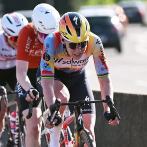 Anna van der Breggen during the 2026 Liege - Bastogne - Liege