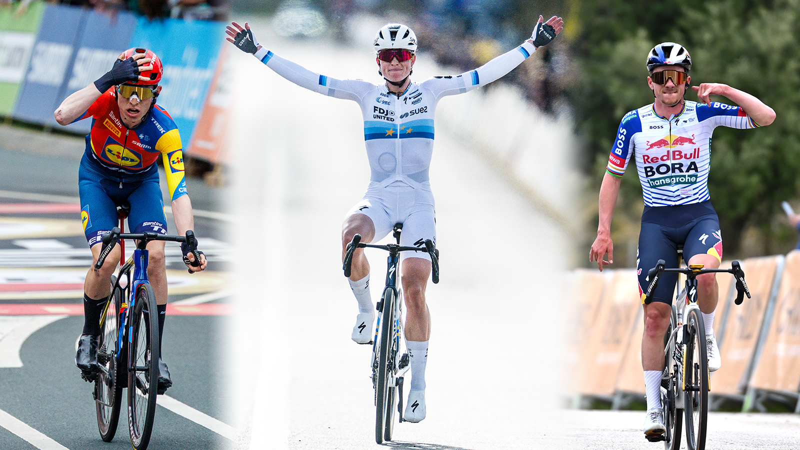 Mattias Skjelmose, Demi Vollering y Remco Evenepoel
