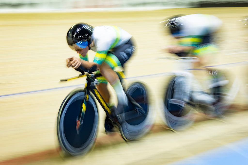 PERTH, AUSTRALIA - 6 DE MARZO: El equipo ciclista australiano participa durante la Copa Mundial de Pista UCI 2026 el 6 de marzo de 2026 en Perth, Australia. (Foto de Matt Jelonek/Getty Images)