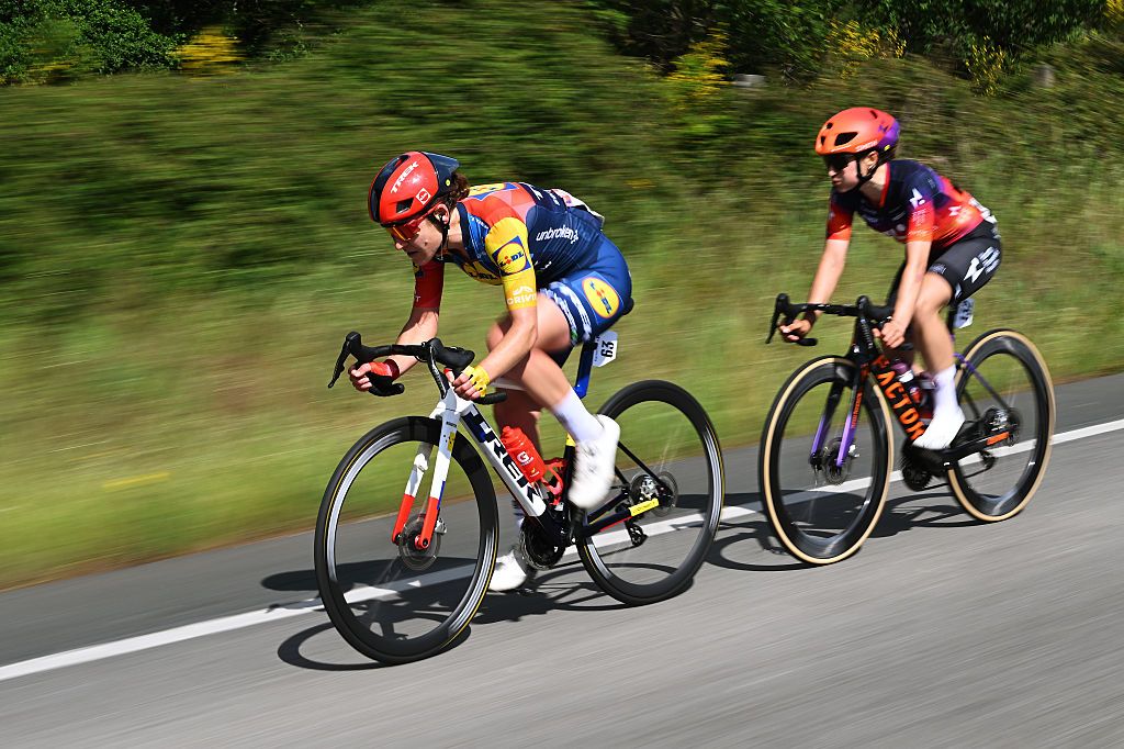 Lauretta Hanson of Australia and Team Lidl - Trek and Marta Jaskulska of Poland and Team Human Powered Health compete in the breakaway during stage 4