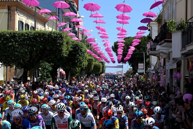 A general view of the peloton during the 108th Giro d'Italia