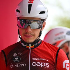 Arnaud De Lie of Belgium and Team Lotto Intermarche prior to stage 2 of the 2026 Giro d'Italia