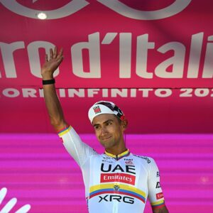 Jhonatan Narvaez of Ecuador and UAE Team Emirates - XRG celebrates at podium as stage winner during the 109th Giro d'Italia 2026, Stage 4
