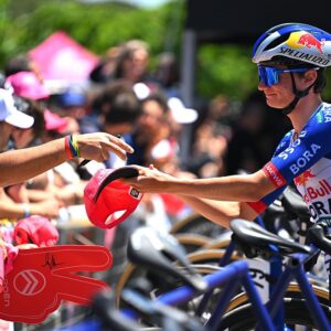 CATANZARO, ITALY - MAY 12: Giulio Pellizzari of Italy and Team Red Bull - BORA - hansgrohe prior to the 109th Giro d&amp;apos;Italia 2026, Stage 4 a 138km stage from Catanzaro to Cosenza / #UCIWT / on May 12, 2026 in Catanzaro, Italy. (Photo by Tim de Waele/Getty Images)