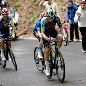 CORNO ALLE SCALE, ITALY - MAY 17: Felix Gall of Austria and Team Decathlon CMA CGM competes during the 109th Giro d&amp;apos;Italia 2026, Stage 9 a 184km stage from Cervia to Corno alle Scale 1469m / #UCIWT / on May 17, 2026 in Corno alle Scale, Italy. (Photo by Dario Belingheri/Getty Images)