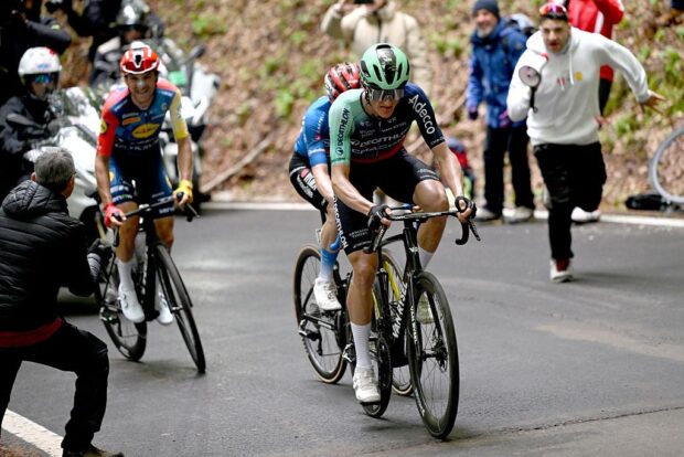 CORNO ALLE SCALE, ITALY - MAY 17: Felix Gall of Austria and Team Decathlon CMA CGM competes during the 109th Giro d&amp;apos;Italia 2026, Stage 9 a 184km stage from Cervia to Corno alle Scale 1469m / #UCIWT / on May 17, 2026 in Corno alle Scale, Italy. (Photo by Dario Belingheri/Getty Images)