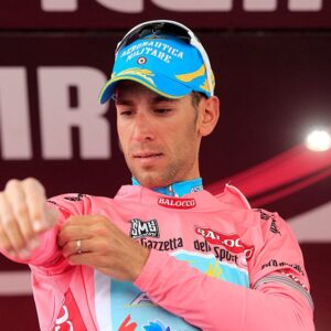Vincenzo Nibali in the Giro d'Italia pink jersey in 2013