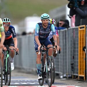 Damiano Caruso of Italy and Team Bahrain - Victorious crosses the finish line during the 109th Giro d'Italia 2026, Stage 7 a 244km stage from Formia to Blockhaus