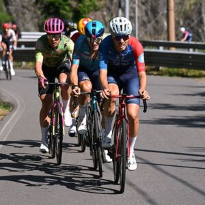 Michael Valgren of Team EF Education - EasyPost, Alberto Bettiol of Team XDS Astana and Josh Kench and Team Groupama - FDJ United compete in the breakaway during the 109th Giro d'Italia 2026