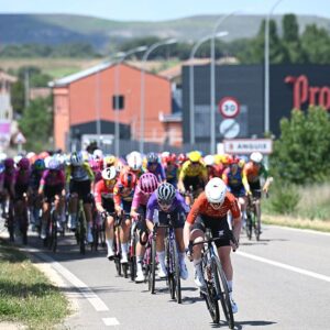 PEDROSA DEL DUERO, SPAIN - MAY 22: Xaydee Van Sinaey of Belgium and Team Fenix-Premier Tech leads the peloton competes during the 11th Vuelta a Burgos Feminas 2026, Stage 2 a 122km stage Castrojeriz to Bodega Viña Pedrosa. Pedrosa de Duero / #UCIWWT / on May 22, 2026 in Pedrosa de Duero, Spain. (Photo by Szymon Gruchalski/Getty Images)