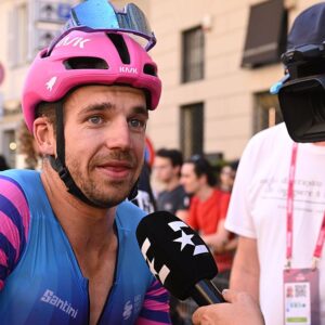 MILAN, ITALY - MAY 24: Dylan Groenewegen of Netherlands and Team Unibet Rose Rockets meets the media press after the 109th Giro d&amp;apos;Italia 2026, Stage 15 a 157km stage from Voghera to Milan / #UCIWT / on May 24, 2026 in Milan, Italy. (Photo by Dario Belingheri/Getty Images)
