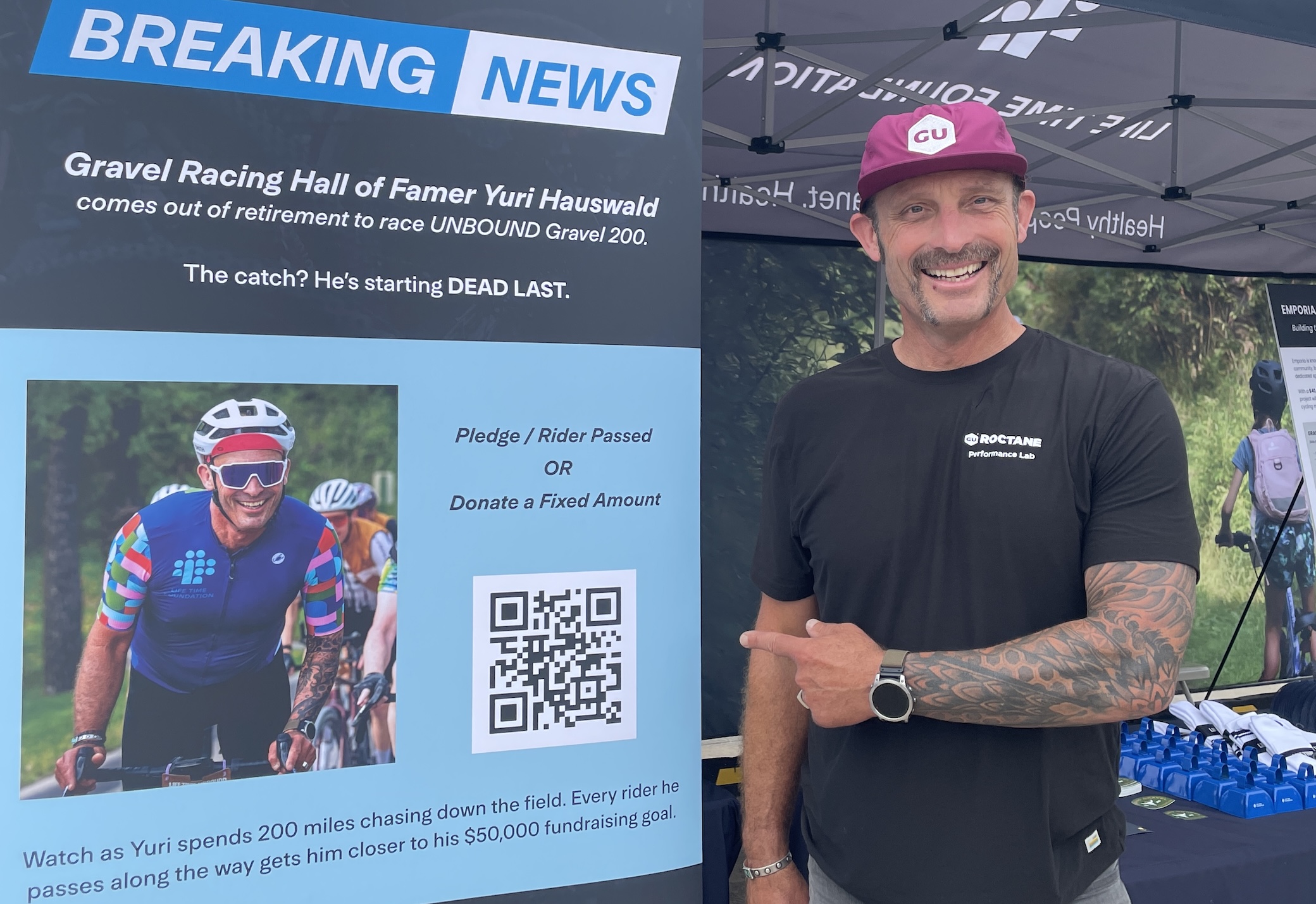 El campeón de Unbound Gravel 200 de 2015, Yuri Hauswald, competirá en el evento de 2026 para Life Time Foundation como recaudación de fondos, comenzando desde atrás del campo.