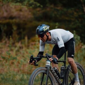 Michael Woods racing at UCI Gravel World Series event The Gralloch, where he came seventh