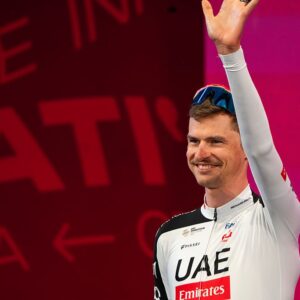 UAE Team Emirates - XRG Pro Cycling team members Adam Yates, Igor Arrieta, Mikkel Bjerg, Jan Christen, Jhonatan Narvaez, Marc Soler, Antonio Morgado, and Jay Vine