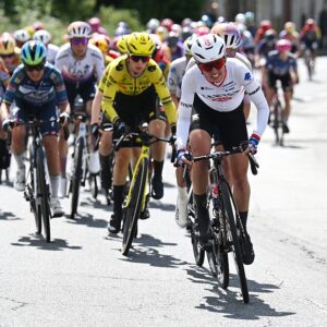 A CORUNA, SPAIN - MAY 05: Kasia Niewiadoma of Poland and Team CANYON//SRAM zondacrypto competes during the 12th La Vuelta Femenina 2026, Stage 3 a 121.2km stage from Padron to A Coruna / #UCIWWT / on May 05, 2026 in A Coruna, Spain. (Photo by Szymon Gruchalski/Getty Images)