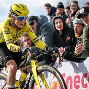 Pauline Ferrand-Prévot races up the Paterberg at the 2026 Tour of Flanders